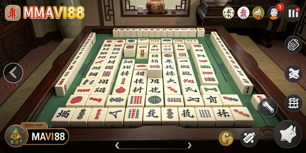 Tampilan gameplay seru di AMAVI88 dengan berbagai tantangan Mahjong.