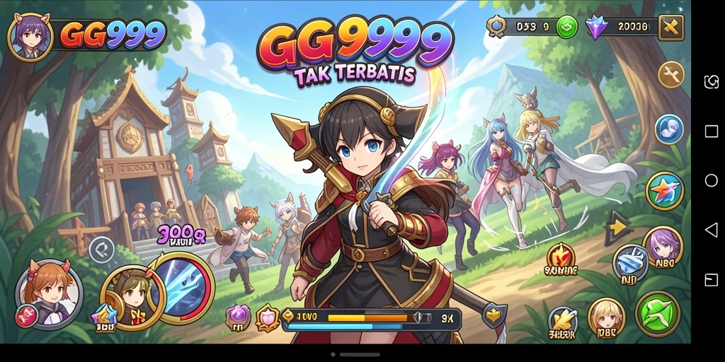 Tampilan gameplay menarik di GG999 dengan karakter anime.