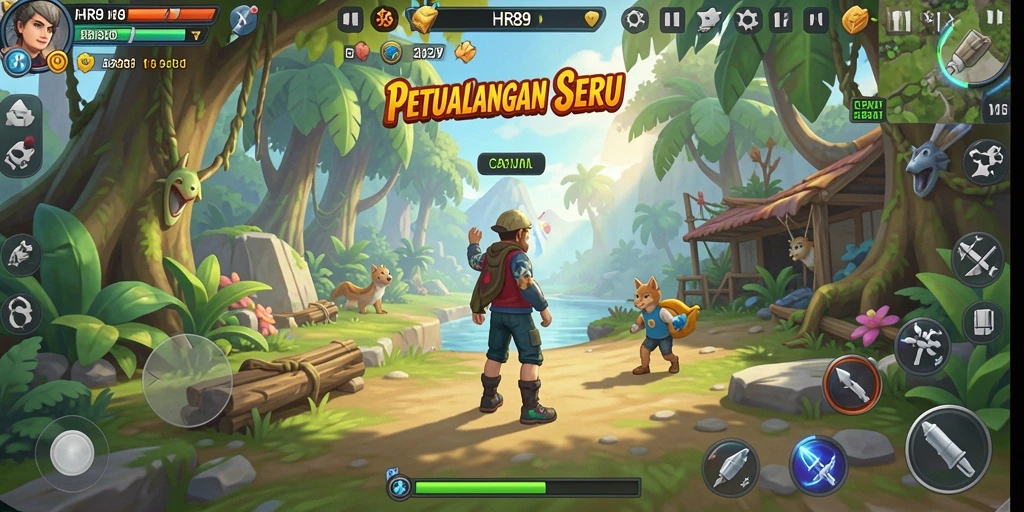 Tampilan gameplay HR89 yang menyenangkan dan penuh warna.