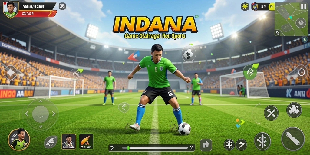 Tampilan gameplay seru dalam INDAAA dengan berbagai olahraga.