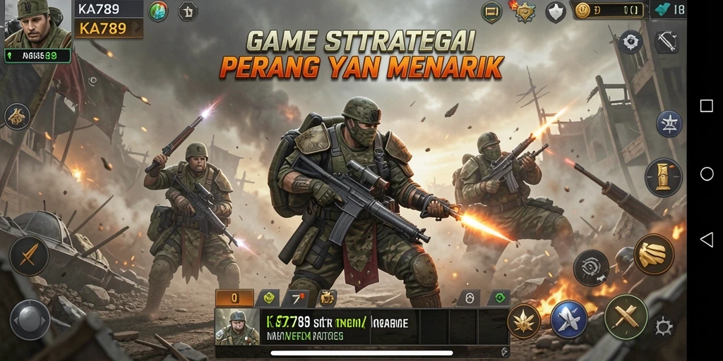 Tampilan gameplay KA789 dengan aksi pertempuran yang seru.