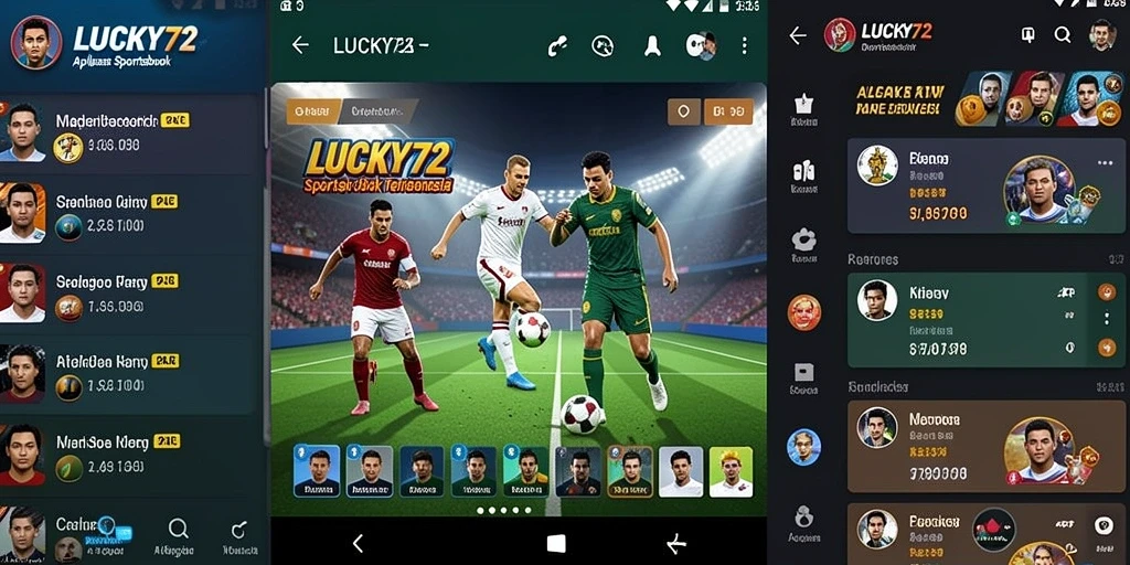 Tampilan antarmuka aplikasi LUCKY72 untuk taruhan olahraga yang menarik.