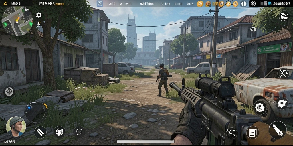 Tampilan gameplay seru di MT966, eksplorasi dunia simulasi.