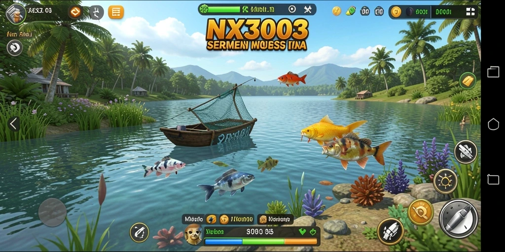 Tampilan gameplay NX303 yang menampilkan aksi memancing seru dan menarik.