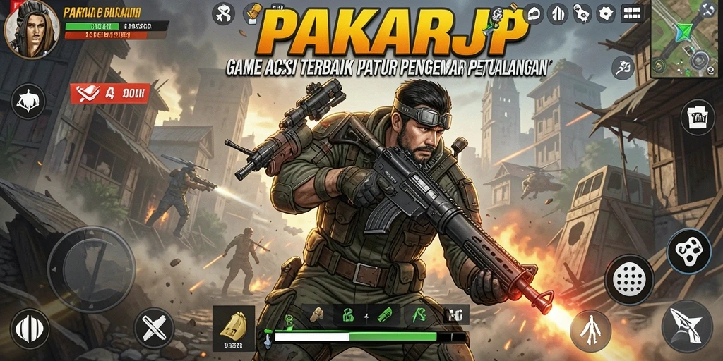 Tangkapan layar utama PAKARJP dengan aksi bertempur yang mendebarkan.