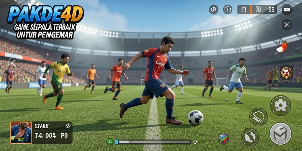 Screenshot PAKDE4D menunjukkan intensitas gameplay sepak bola yang mendebarkan.