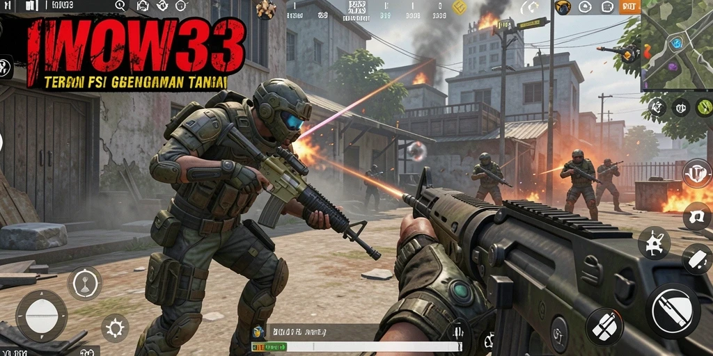 Screenshot menampilkan pertempuran seru dalam game FPS WOW33.